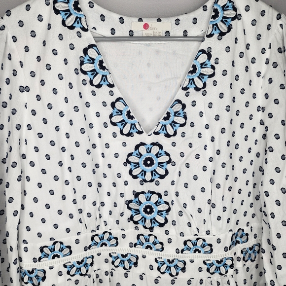 Boden Flossie Swiss Dot Embroidered Floral Midi Dress White and Blue Size 18R - Picture 5 of 15